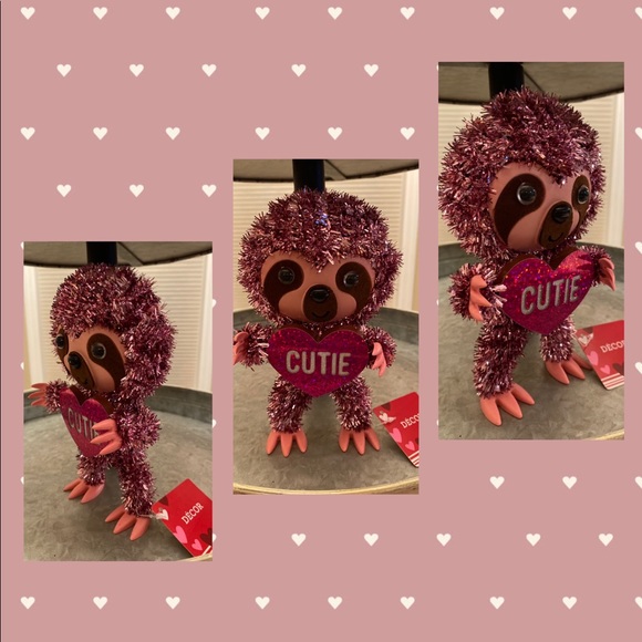 Valentine's Day Tinsel Decor Set of 5: Gnome, Sloth, Dog, Unicorn & Dinosaur - Picture 5 of 12